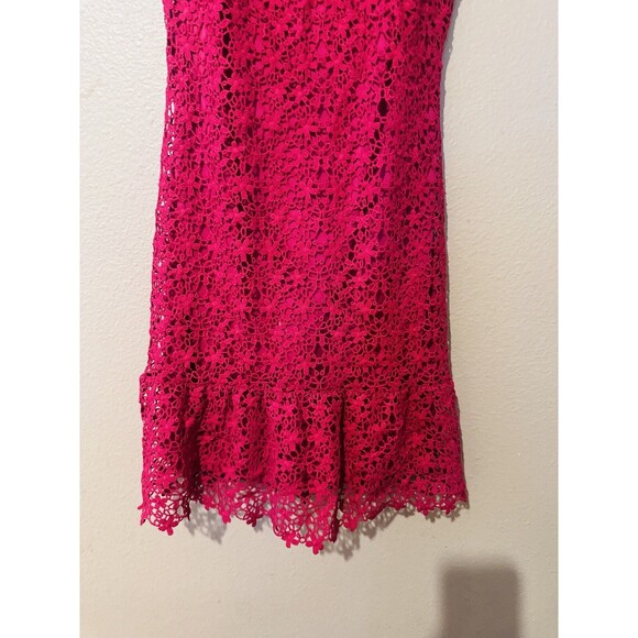 Lulus Believe in Love Magenta Backless Skater Mini Dress SZ M Lace Romantic - Picture 10 of 15